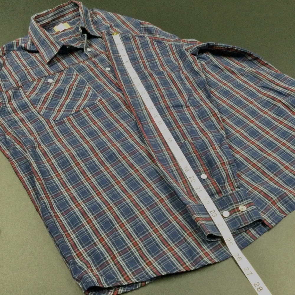 Vintage pearl snap Men's Haband Travelers Shirt, L, Blue - Picture 5 of 8